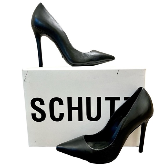 Schutz Fechado Salto Alto Black Leather Stiletto Pumps 7 - Picture 14 of 14